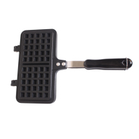 Pembuat Waffle Lipat Gantung untuk Kompor Gas, Aluminium Cor Anti Lengket Dua Sisi 33x21cm, untuk Dapur Rumah