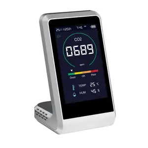 Desktop CO2 Monitor Carbon Dioxide Detector Temperature Humidity Testing Meter Hygrometer Thermometer CO2 Detector 2000mAh