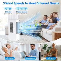 Ventilador de Enfriamiento Remoto Super Grande de 5L 90 °   Ventilador Oscilante con Temporizador de 1 a 24 Horas, 3 Velocidades, 70W, LED, con Ruedas Universales