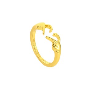 Bague double cœur en argent et or, ouverture réglable, design simple, pour femme, bijoux cadeau - Product Image 5