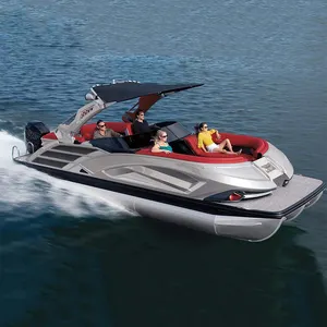 Beste KinOcean 27ft Luxus Aluminium Katamaran Fiberglas Ponton Boote mit neuen Motor Hot Sale