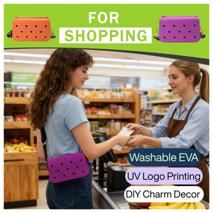 Reusable EVA Mini Tote Bag for Grocery Shopping Daily Errands Waterproof Crossbody Bag UV Logo Printing Design Your Own Handbag