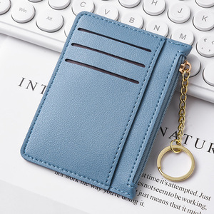 Tarjetero de cuero PU ultra delgado y simple para hombre y mujer, billetera para tarjetas, monedas en efectivo con cremallera - Product Image 5