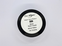 Pita Transfer Termal Resin Hitam N643 40mm X 300m Tinta Luar untuk Pencetakan Label Perawatan Cuci Tekstil