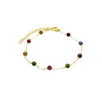 Bracelet en pierres naturelles perlées, petites perles étoilées, acier inoxydable plaqué or 18 carats, bijoux de mode pour femmes, vente en gros