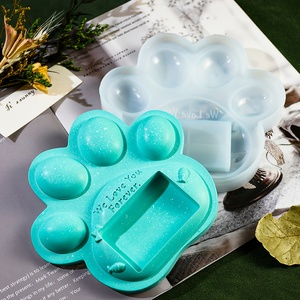 Moule en silicone Patte de chat pour cadre photo, forme irrégulière, réutilisable, non toxique, pour résine, argile, plâtre, artisanat, commémoration animale de compagnie, décoration intérieure - Product Image 1
