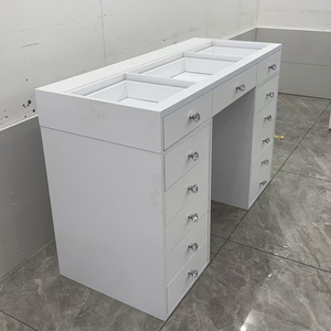 Modern PINK Wood Lighted <strong>Makeup</strong> Vanity Dressing <strong>Table</strong> with Storage Panel Mirror for Hotel Apartment Bedroom - Product Image 6