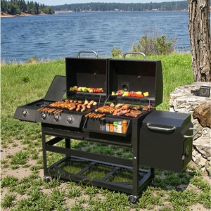 Large <strong>Dual</strong>-Use Gas &amp; Charcoal BBQ Grill Pan 5 Burner Metal Outdoor Portable <strong>Barbecue</strong> with Modern Style for Home &amp; Commercial Use - Product Image 6