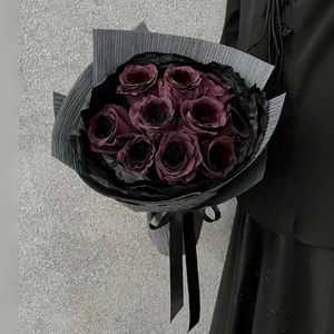 Papel crepé negro hecho a mano con textura de piedra, papel de regalo floral, papel arrugado para arreglos florales, manualidades DIY - Product Image 1