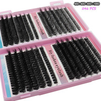 Kit DIY de cils synthétiques volumineux 10-20mm, lot en vrac 40D/60D/80D/100D/120D/160D/200D