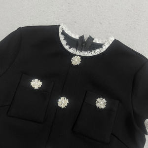 <span class=keywords><strong>Abito</strong></span> <span class=keywords><strong>Midi</strong></span> <span class=keywords><strong>Nero</strong></span> di Lusso con Decorazioni per Donne, <span class=keywords><strong>Elegante</strong></span> Vestito a Maniche Corte con Cintura e Cristalli Floreali per Serate Formali e Feste - Product Image 5