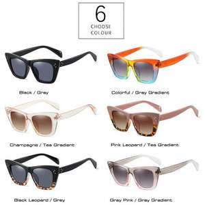 Gafas de Sol Cuadradas con Marco Grande y Remaches Retro de Moda, Gafas de Sol de Ojo de Gato Coloridas para Mujer, Novedad 2022 - Product Image 6