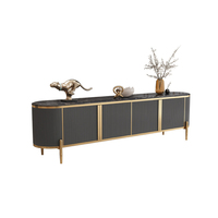 Ensemble de meuble TV et table basse en bois avec plateau en marbre moderne et luxueux pour salon, console beige, design de meubles