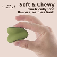 Houppette en forme de cœur douce et respectueuse de la peau, double face, pour utilisation sèche et humide, activée par l'eau, s'agrandit facilement et absorbe les liquides