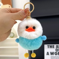 Rex konijnenbont handgemaakte schattige kleine gele eend auto sleutelhanger hanger pluche pop internet populaire boekentas hangende decoratie