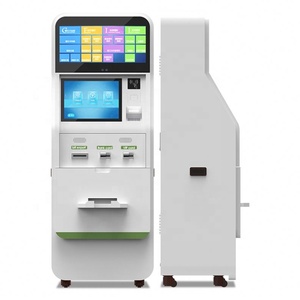 Kiosque en libre-service avec écran tactile capacitif 19'' + 25'', clavier à code, lecteur de carte et paiement, roues universelles 360° - Product Image 4