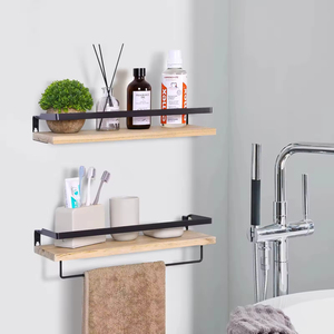 Étagère <span class=keywords><strong>murale</strong></span> de rangement <span class=keywords><strong>murale</strong></span> en <span class=keywords><strong>bambou</strong></span> à cadre flottant détachable 2 pièces - Product Image 6