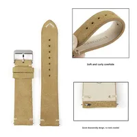 Bracelet de montre en daim souple fait main vintage, boucle à ardillon réglable, libération rapide, 16 mm - 22 mm, bracelet de montre en cuir de luxe, marron