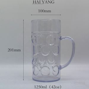 Verres à bière français de 1 litre, gobelets à bière à fond bombé avec poignées confortables - Product Image 1