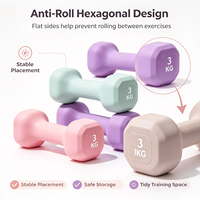 Haltères hexagonaux Macaron pour l'aérobic en intérieur, équipement de fitness pour femmes débutantes, perte de graisse, mise en forme, entraînement de force, petits haltères