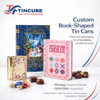 Boîte en métal personnalisée en forme de livre pour chocolats, bonbons, biscuits, emballage cadeau, qualité alimentaire, fabricant OEM ODM