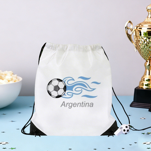 Gepersonaliseerde promotietas 210D polyester trekkoord voetbal wit trekkoordtassen voor Argentinië voetbal sporttoernooi - Product Image 1