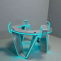 Console de DJ circulaire futuriste avec éclairage LED personnalisé, table de DJ illuminée avec lumière LED pour boîte de nuit, bar, karaoké, fête, salon