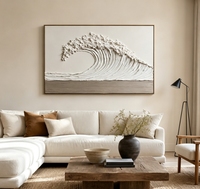 Grande peinture murale 3D texturée en forme de vague, peinture sur toile faite à la main, relief encadré, art océanique pour salon, décoration moderne pour la maison