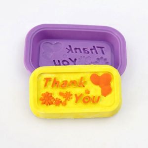 Moldes de silicona para jabón con palabras de agradecimiento, molde para hornear, decoración de pasteles, forma rectangular, molde para velas, gran venta, OEM/ODM - Product Image 1
