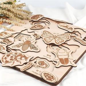 ปริศนาการเรียนรู้แมลงแบบหลายชั้น - ของเล่นไม้เพื่อการศึกษาสำหรับเด็กเพื่อการเรียนรู้เบื้องต้นเกี่ยวกับกายวิภาคของแมลงและวงจรชีวิต - Product Image 2