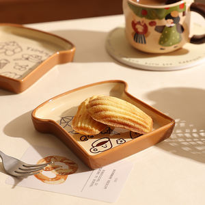 Assiette à pain grillé irrégulière en céramique pour enfants, petite, personnalisable, style coréen, mignonne, pour le <span class=keywords><strong>petit</strong></span>-<span class=keywords><strong>déjeuner</strong></span>, le dessert, les fruits - Product Image 4
