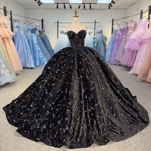 8506 Strapless Black Mesh Tulle <b>Quinceanera</b> <b>Dress</b> With Embellished Bodice And Beaded Tulle Skirt For Photo Session - Product Image 1