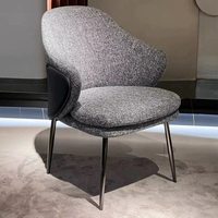 Kursi Makan Linen Katun Selebriti Internet Desain Nordik Mewah Ringan untuk Rumah Kantor Apartemen Kecil Bingkai Logam Komersial