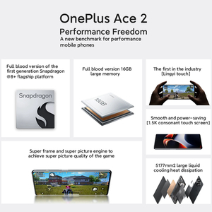 One Plus Ace <span class=keywords><strong>2</strong></span> 11R 256GB 512GB Snap Dragon 8 Gen 1 50MP Triple Cámara 6,74 ''AMOLED 120Hz Pantalla 5000mAh 5G Teléfono móvil - Product Image 5