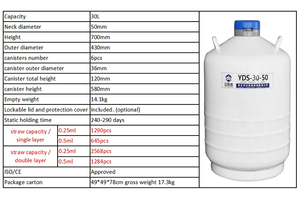 YDS-30-50 Récipient à azote liquide en alliage d'aluminium de 30 L haute capacité pour échantillons de génétique bovine en laboratoire, longue durée de vie - Product Image 3
