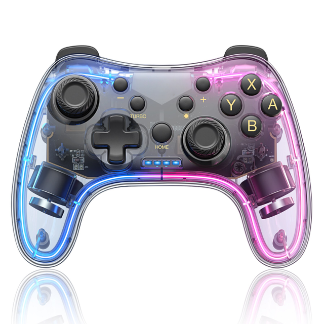 Video Game Gaming Joystick Transparent RGB Light Switch Pro Controller for NS Switch Lite OLED Game Console