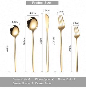 Custom High Quality Gold Cutlery Set Dishwasher Safe Flatware 18/8 Stainless Steel 5PCS Luxury Silverware for Restaurant Wedding - Product Image 3