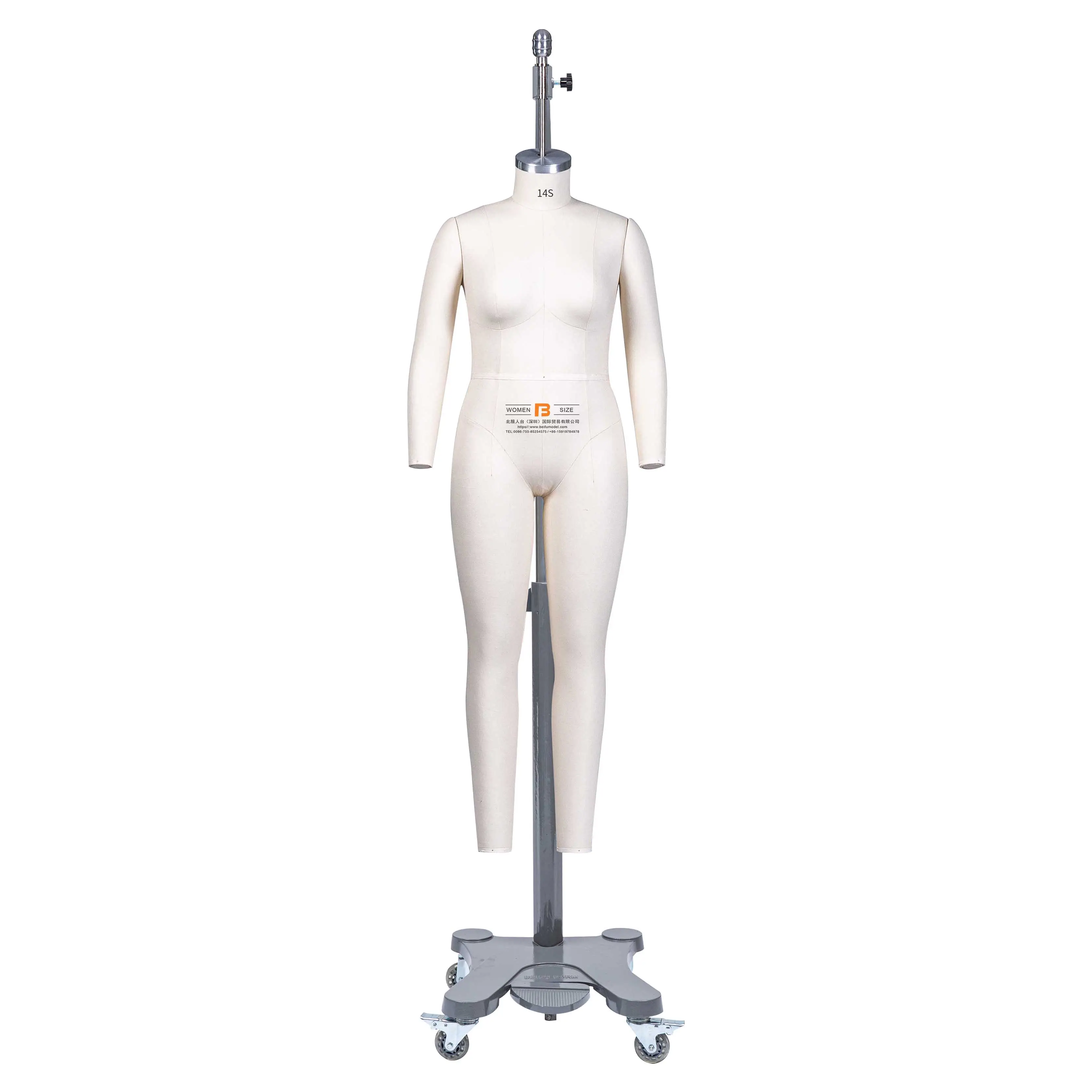 Beifuform-Maniquí de cuerpo completo con hombro plegable para mujer, maniquí colgante de alta calidad para sastrería, tamaño estadounidense, 14S