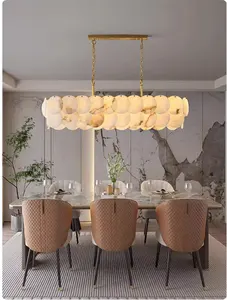 Alabaster Customize American Style Spain Natural Alabaster Rectangle Pendant Lamp Interior Decoration Lights Rectangle Marble Chandelier