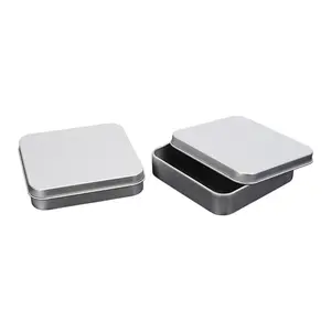 Premium Slip Lid 90mm Square Metal Case Crafts Cards Storage Tin Box