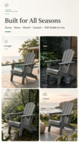 Meubles de patio en plastique d'extérieur, chaises Adirondack pliables en plastique recyclé pour cour et jardin