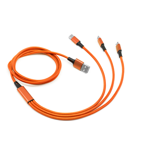 Two Cores 100cm Braided 3 in 1 <strong>Multi</strong> USB <strong>Charger</strong> New Products 2024 USB Charging Cable for IPhone. - Product Image 4