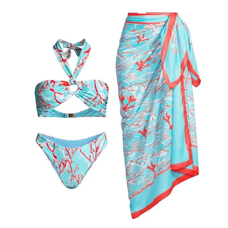 Sexy biquíni maiô das mulheres lindamente impresso maiô duas peças praia piscina festa moda conjuntos de moda feminina Swimwear