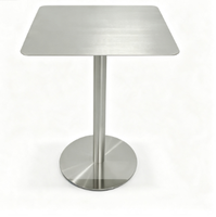 Table de salle à manger ronde en acier inoxydable de style industriel pour salon de thé, café extérieur – Montage requis, mobilier simple pour la maison