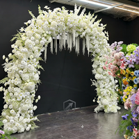 Arrangements floraux artificiels blancs personnalisés pour mariage, décoration florale au sol, chemin de fleurs en soie, décor de toile de fond pour événements de mariage