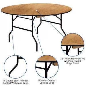 Table ronde en bois pour événements de mariage, vente en gros, table pliante pour fêtes et cuisine - Product Image 1