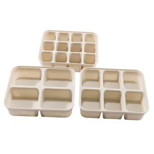 4/6/12 Grids Baby Food Ice Tray with Cover Food Grade Cooking Children's Silicone Food Box Mold Silicone Ice Freezer Box