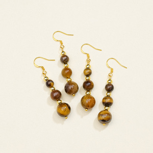Orecchini pendenti in pietra naturale occhio di <span class=keywords><strong>tigre</strong></span> gioielli in cristallo curativo con perline da donna - Product Image 5