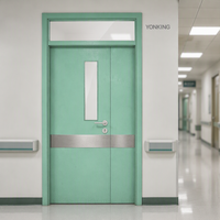 Portes d'hôpital à battants manuels, personnalisables en couleur et en taille, pour cliniques médicales et salles de patients, avec fenêtre en traversée et lanterneau.