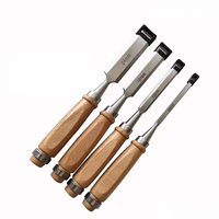 Ensemble professionnel de ciseaux à bois en acier, 4 pièces, avec manche en bois, 24,5 mm (1 pouce), outils de sculpture manuels pour la menuiserie